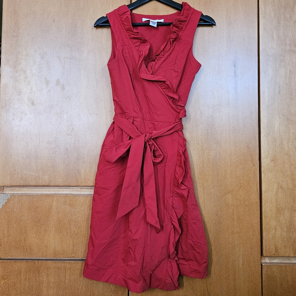 RED HOT DVF Sleeveless Andra Wrap Dress Size 4
